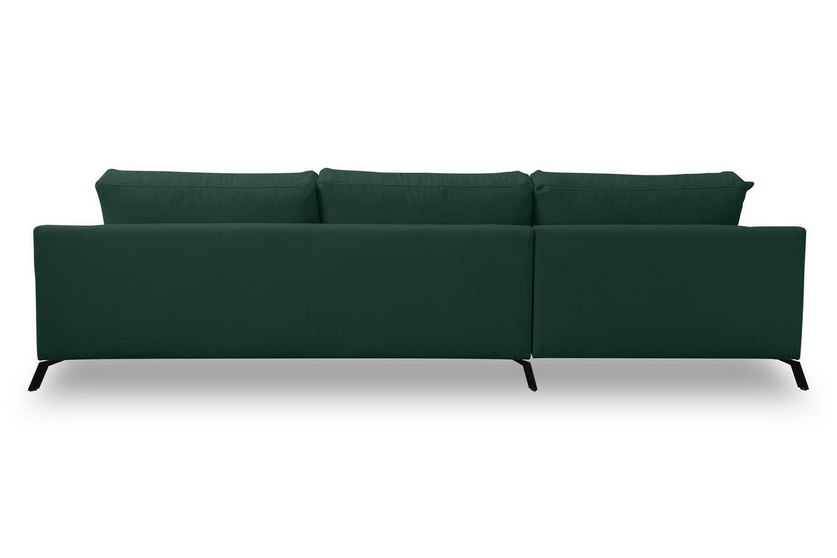 ECKSOFA Aspen in L-Form, Coach Farbe: Grün, Velourstoff, Ottomane Links - Grün, Textil (187/312cm) - VENASI MÖBEL
