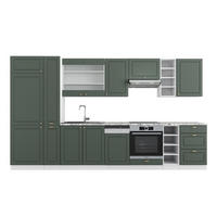 KÜCHENZEILE Fame-Line Grün-Gold Landhaus/Weiß 355 cm, AP Marmor - Weiß/Grün, Holzwerkstoff (355/81.6/60cm) - Vicco