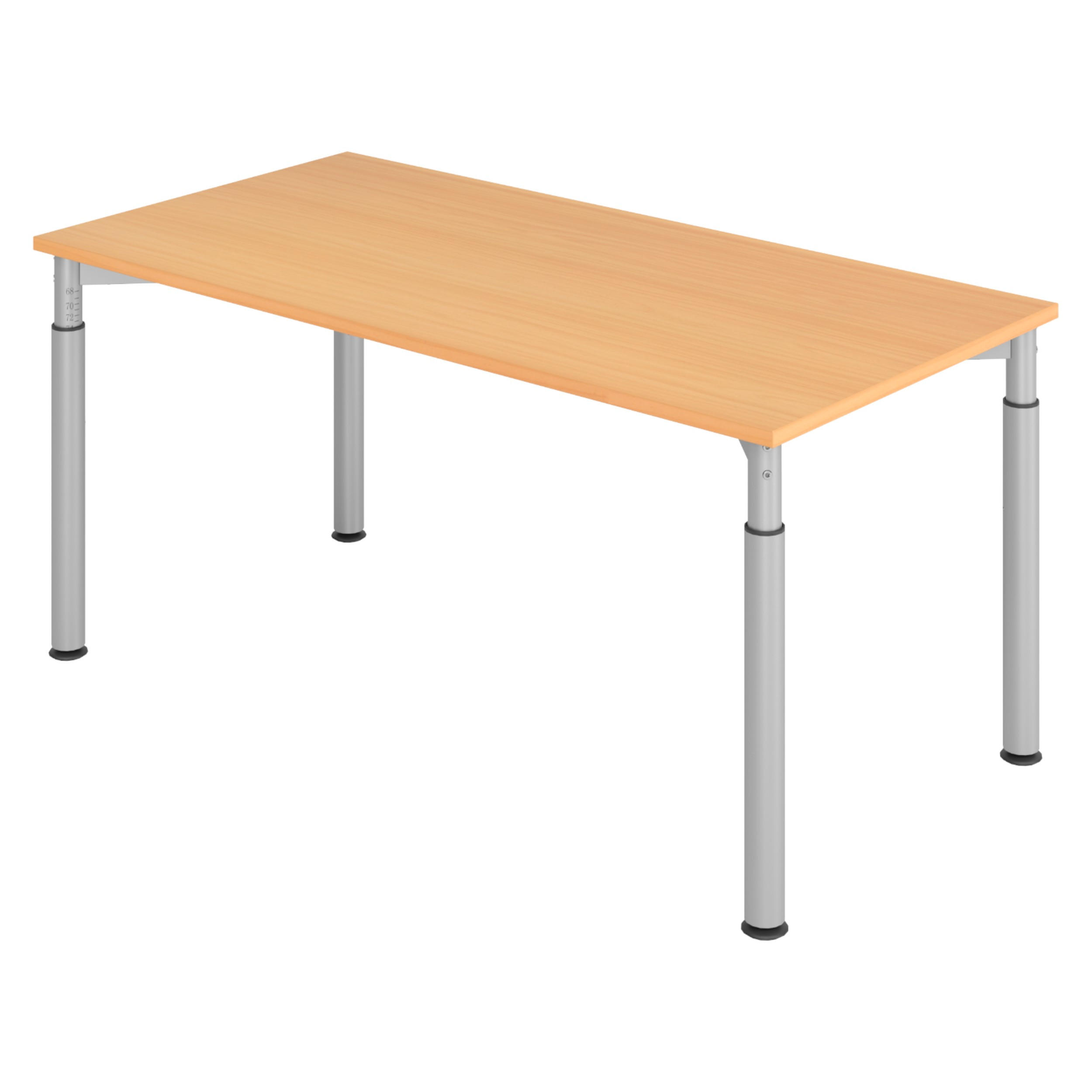 SCHREIBTISCH Serie-Y 80/160/74 cm in Buchefarben/Silberfarben - Buchefarben/Silberfarben, Holzwerkstoff (80/160/74cm) - bümö
