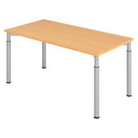SCHREIBTISCH Serie-Y 80/160/74 cm in Buchefarben/Silberfarben - Buchefarben/Silberfarben, Holzwerkstoff (80/160/74cm) - bümö