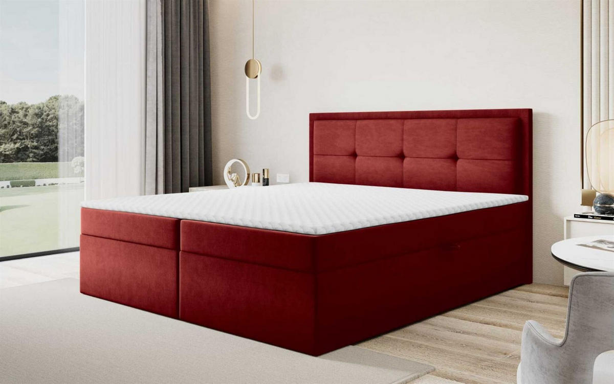 BOXBETT Degna - Bordeaux, Holzwerkstoff/Textil (180/200cm) - Fun Möbel