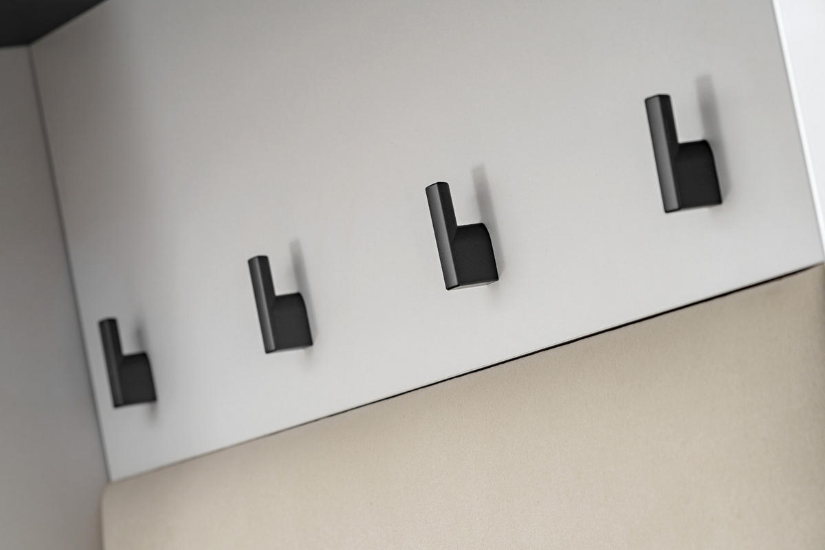 GARDEROBEN-SET Kaschmir, schwarz 5-teilig 180 cm, Flurgarderobe mit viel Stauraum - Kaschmir/Schwarz, Glas/Holzwerkstoff (180/203/32cm) - Inn.Furn
