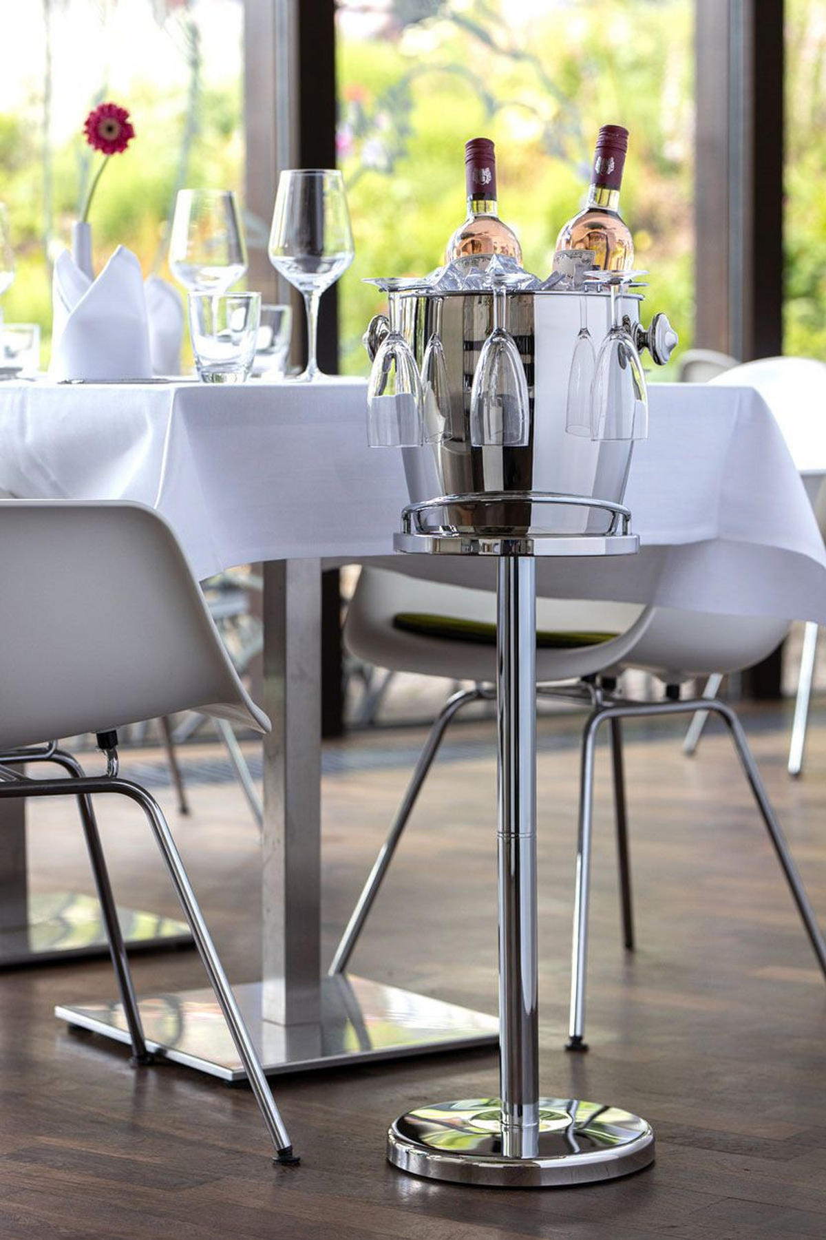 CHAMPAGNER-/FLASCHENKÜHLER Ständer (H) 66 x (Ø-oben) 24 cm - Silberfarben, Paraffin (24/66cm) - Hermann Bauer jun. Kollektion GmbH