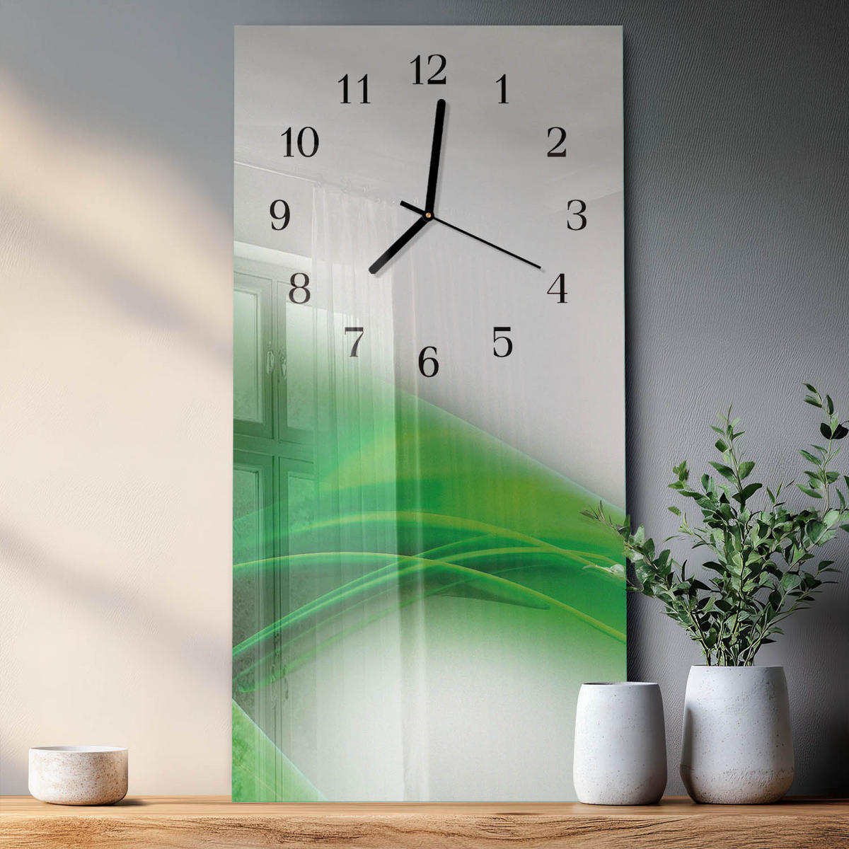 WANDUHR 30x60 cm - Rose Bowl - Grün, Glas (30/60/0.4cm) - TULUP