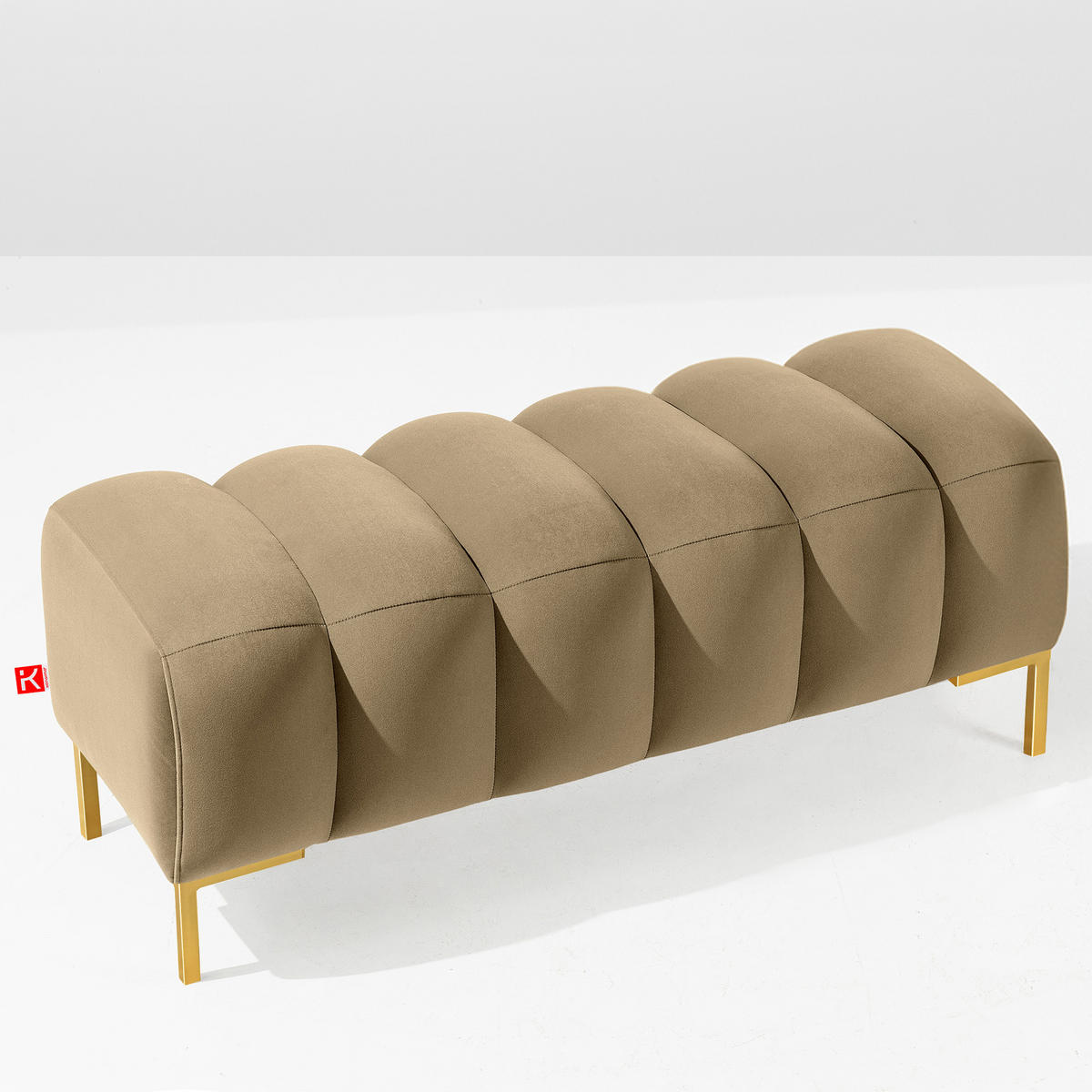 SITZHOCKER Polsterhocker PECCO, Veloursstoff - Goldfarben/Rosa, Holz/Textil (120/50/50cm) - KONSIMO®