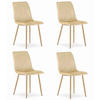 ESSZIMMERSTUHL 4er Set Beigefarbener Velours, Sitzpolster, Metallfüße in Holzoptik, Modernes Design - Beige, Textil (46/86/56cm) - Best For Home