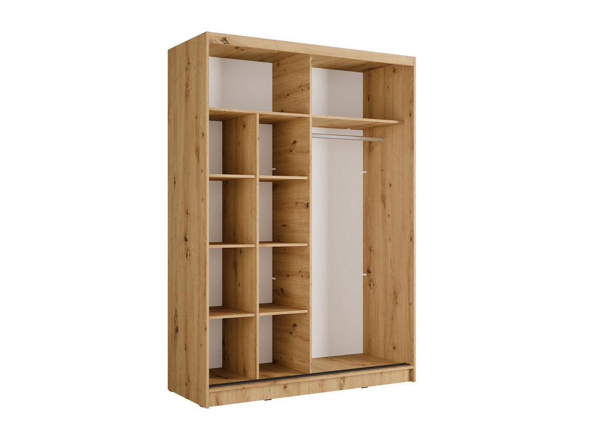 SCHIEBETÜRENSCHRANK ALUNA 10 - 155/215/62 cm 2-Türig Artisan Oak/Grau Graphite - Eiche Artisan/Grau, Holz/Holzwerkstoff (155/215/62cm)