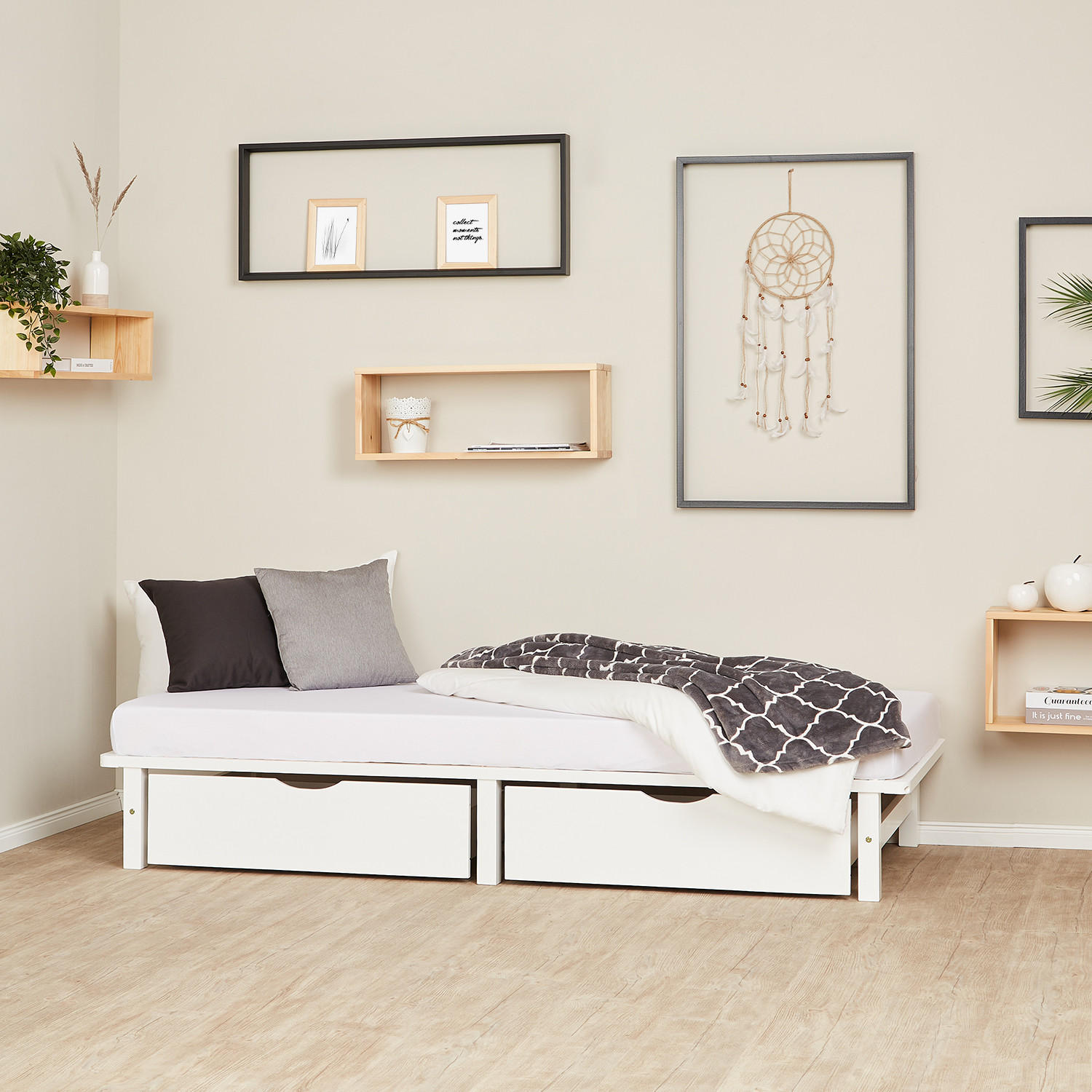 HOLZBETT mit Stauraum 90/200 cm weiß - Weiß, Holz (90/200cm) - Homestyle4u