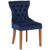 STUHL Samt blau - Blau/Naturfarben, Holz/Textil (51/90/59cm) - CLP