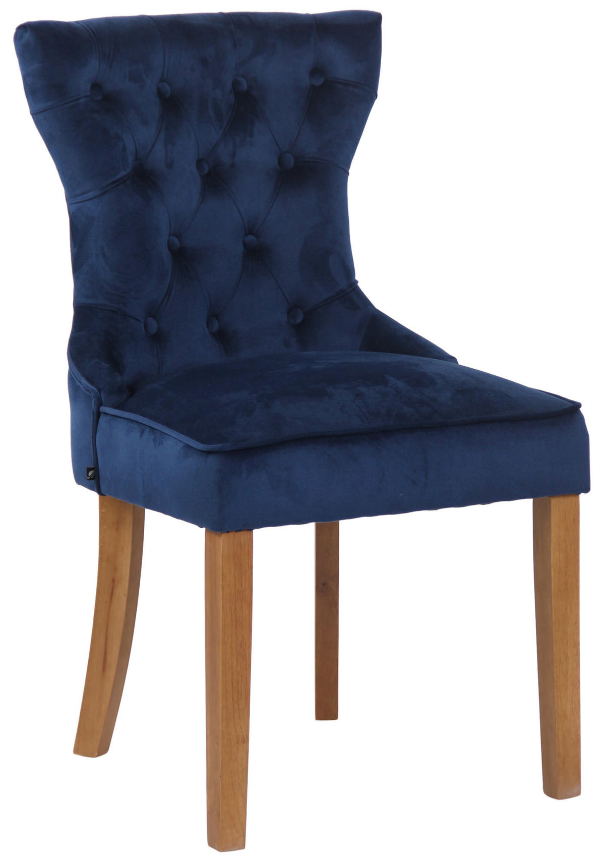 STUHL Samt blau - Blau/Naturfarben, Holz/Textil (51/90/59cm) - CLP