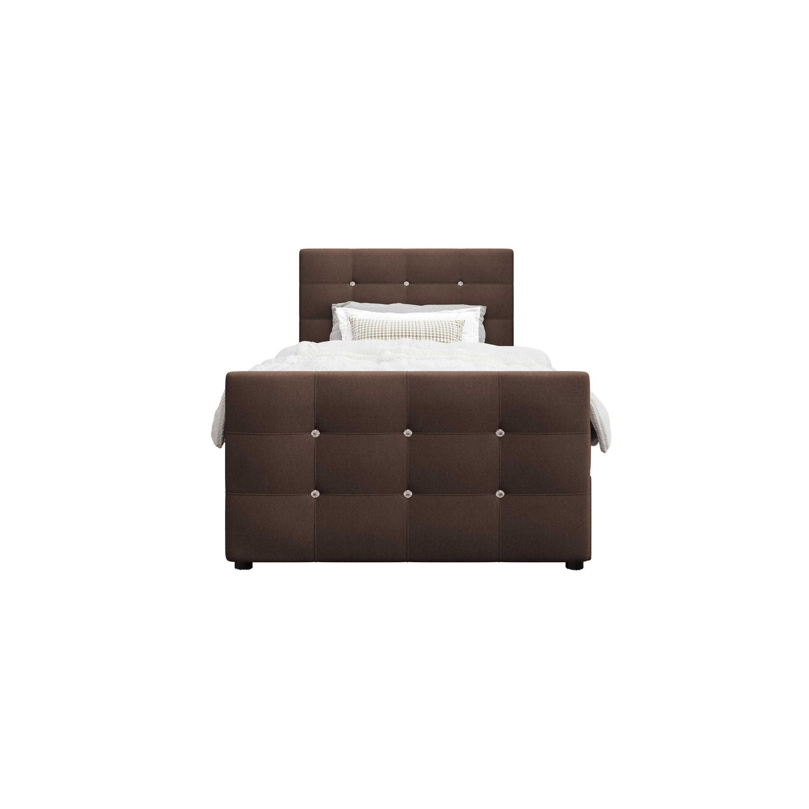 BOXBETT KLEO mini 90x200, mit Matratze H3 und Topper, Cosmic 800 - Dunkelbraun, Holz/Kunststoff (90/200cm) - Bedante