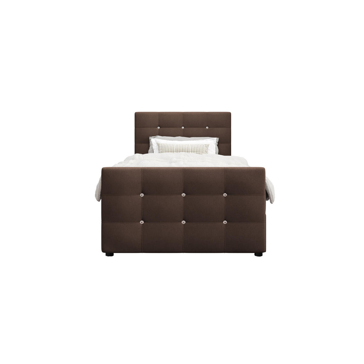 BOXBETT KLEO mini 100x200, mit Matratze H3, Bonell und Topper, Cosmic 800 - Dunkelbraun, Holz/Kunststoff (100/200cm) - Bedante