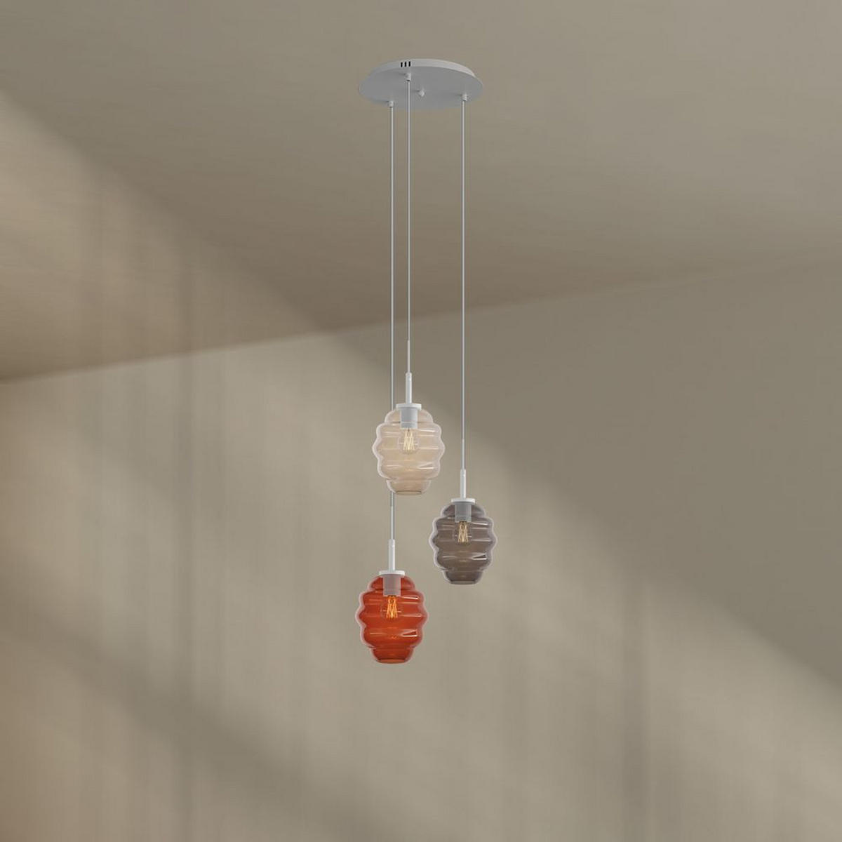 GALERIELEUCHTE Echos 3-flammig Mehrfarbig Ø 18cm - Multicolor/Weiß, Glas (18/18/20cm) - s.luce