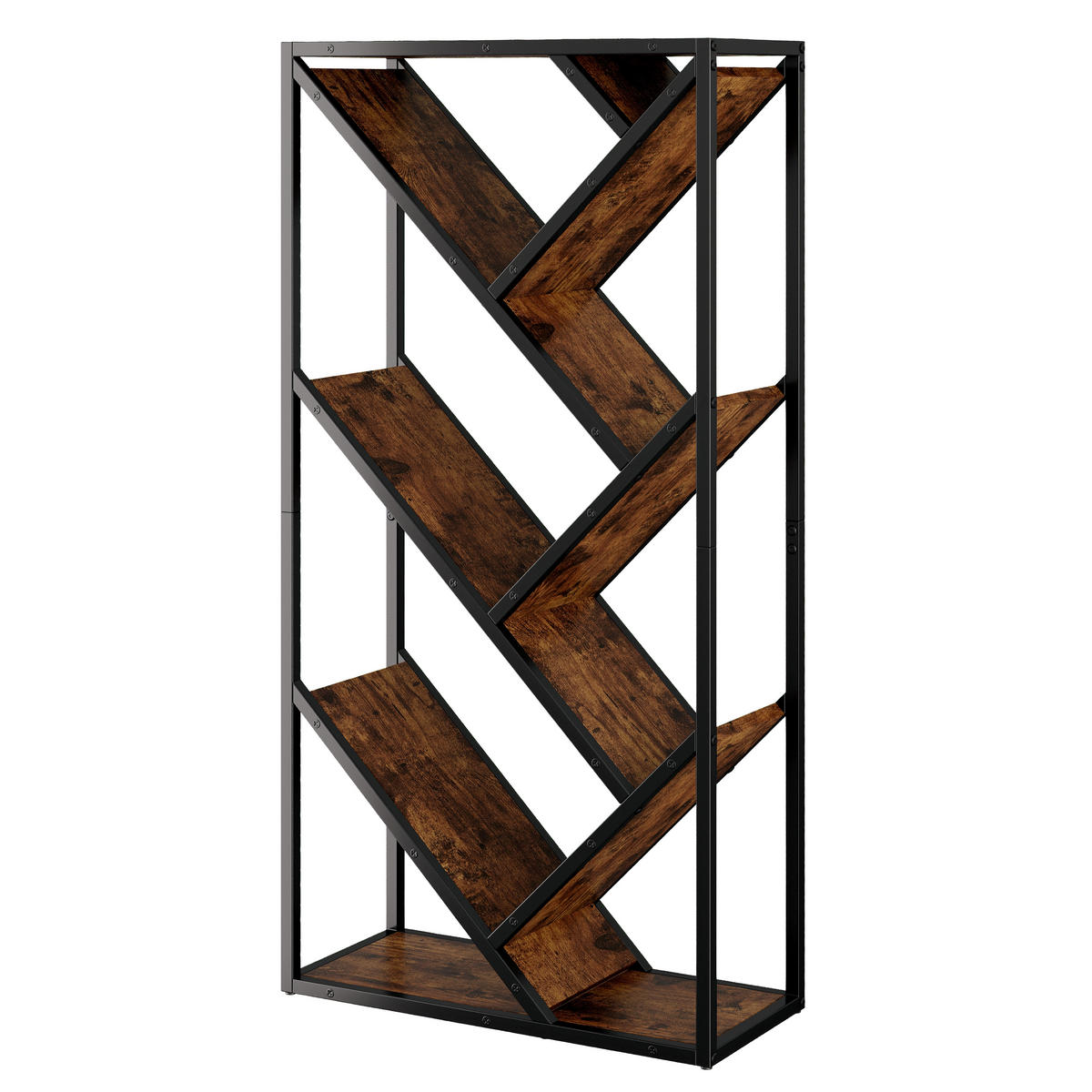 REGAL 80cm Baumdesign 8 Ebenen Eckregal Anti-Kipp modern - Braun, Holzwerkstoff (80/160/35cm) - FLIEKS