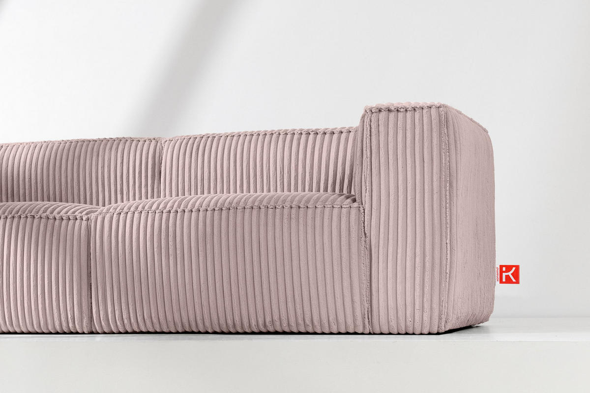 3-SITZER-SOFA FEROX Modern, Cord-Stoff, rosa - Pink, Textil (246/73/96cm) - KONSIMO®