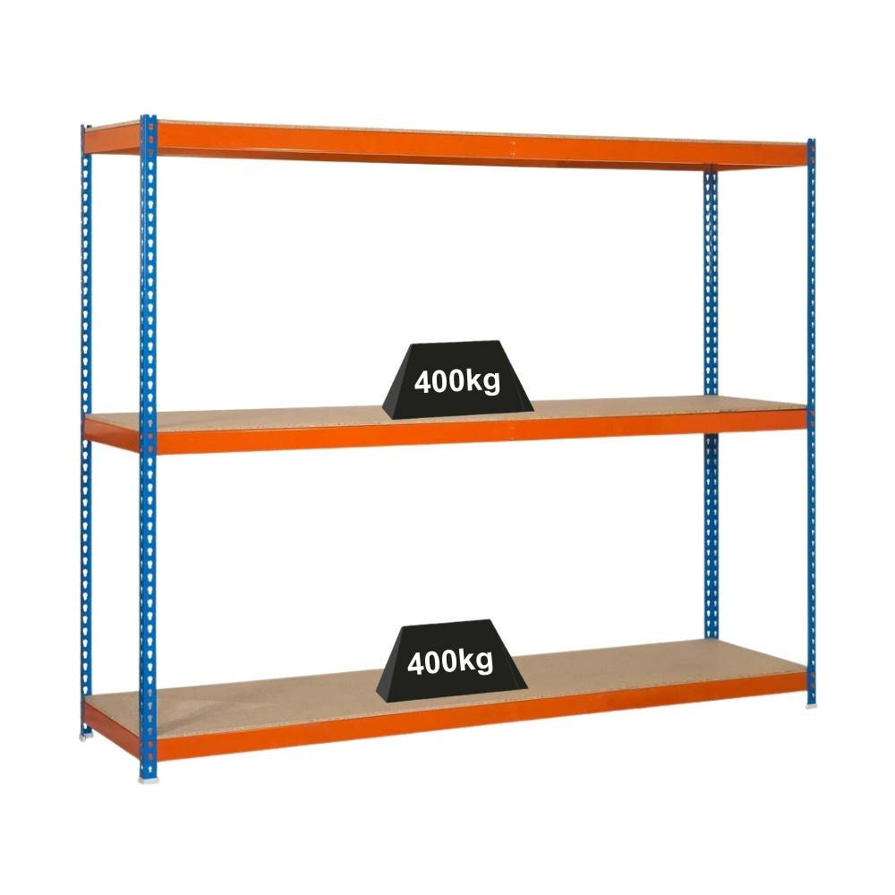 SCHWERLASTREGAL BIG WOOD YETI THREE | HxBxT 200x150x60cm | Fachlast 400kg | Blau-Orange - Gelb, Metall (150/200/60cm) - PROREGAL