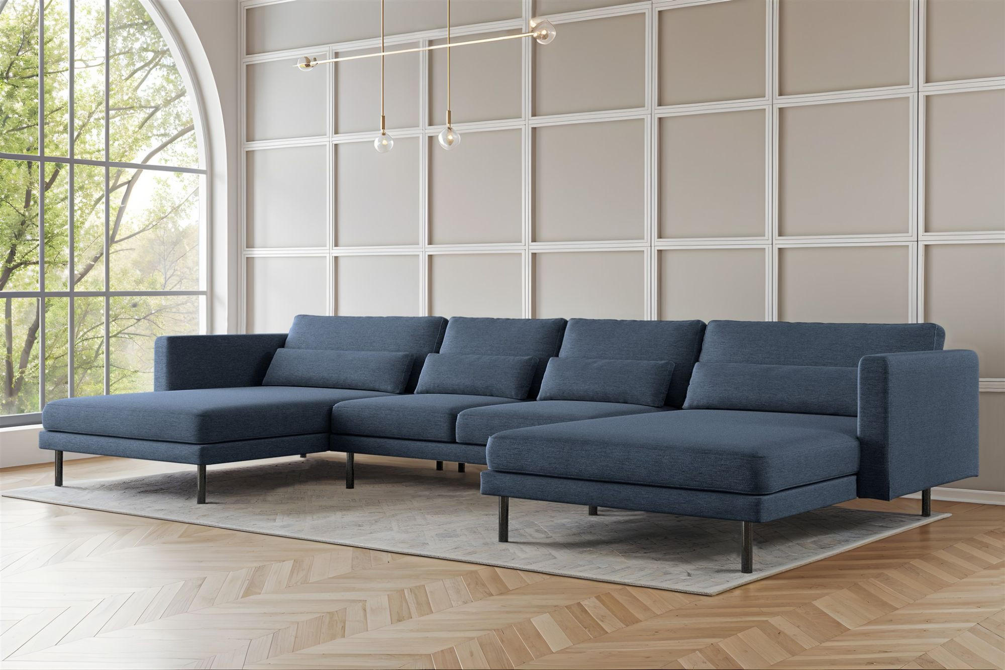 WOHNLANDSCHAFT Agada In Verita - Dunkelblau, Holzwerkstoff/Textil (391/83/174cm) - Fun Möbel