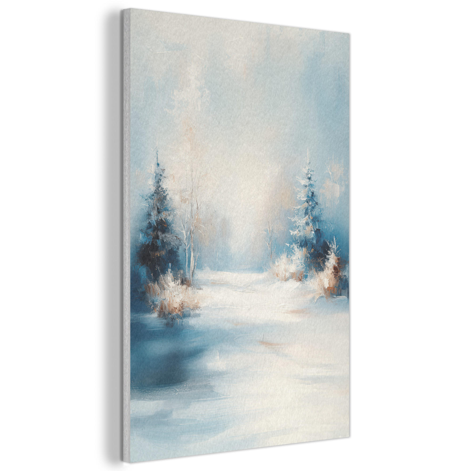 AKUSTIKBILD Wald - Winter - Natur - Abstrakt - Schnee Wanddeko 60x90 cm - Weiß, Kunststoff (60/90/0.9cm) - MuchoWow