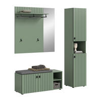 GARDEROBEN-SET inkl. Sitzkissen Luv 4-tlg. (B/H/T: ca. 161/192/37 cm) in Smoke Green/Smoke Green - Dunkelgrün, Holzwerkstoff (161/192/37cm)