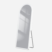 STANDSPIEGEL mit Beleuchtung und Rahmen weiß 160/60 cm - Weiß, Glas/Metall (60/160/160cm) - EMKE