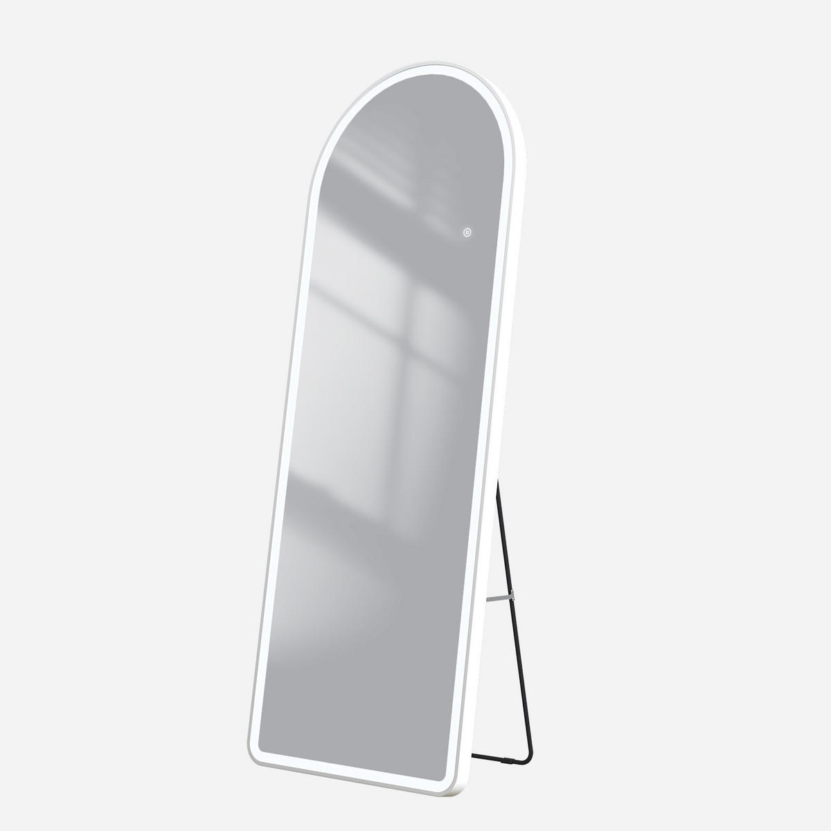 STANDSPIEGEL mit Beleuchtung und Rahmen weiß 160/60 cm - Weiß, Glas/Metall (60/160/160cm) - EMKE