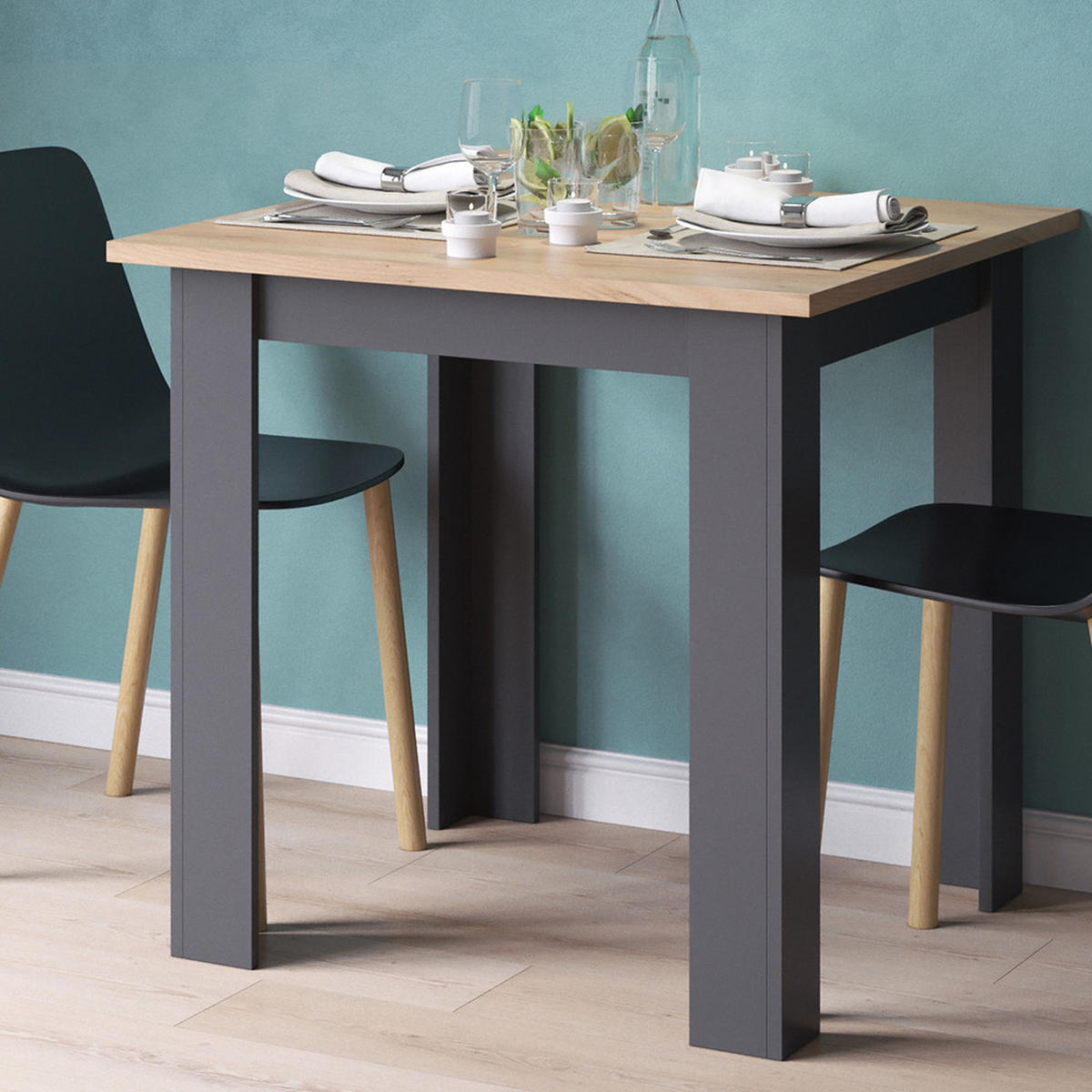 ESSTISCH Karlos Goldkraft Eiche 80 x 80 cm - Eiche Wotan, Holzwerkstoff (80/80/76.6cm) - Vicco