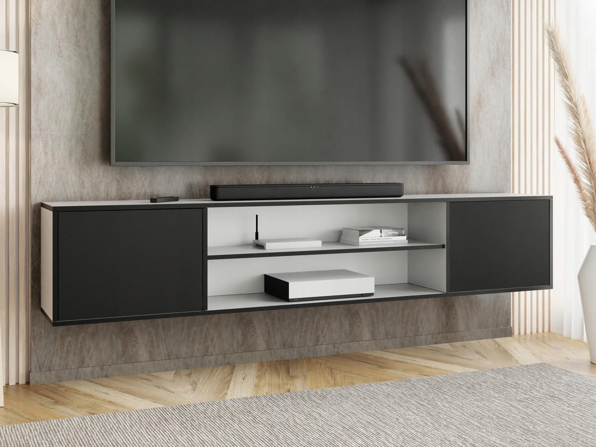 TV-LOWBOARD EDI 4 Weiß / Schwarz – 2-türig - Schwarz/Weiß, Holzwerkstoff (206.4/42/38.9cm)