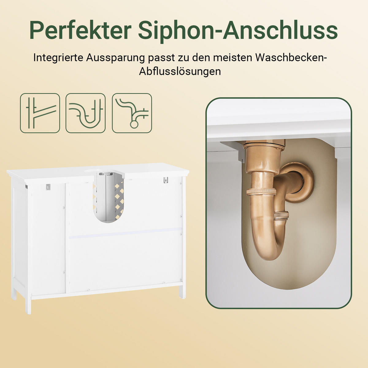 WASCHBECKENUNTERSCHRANK Weiß 80x31,5x60,5cm - Weiß, Holzwerkstoff (80/31.5/61.5cm) - SoBuy