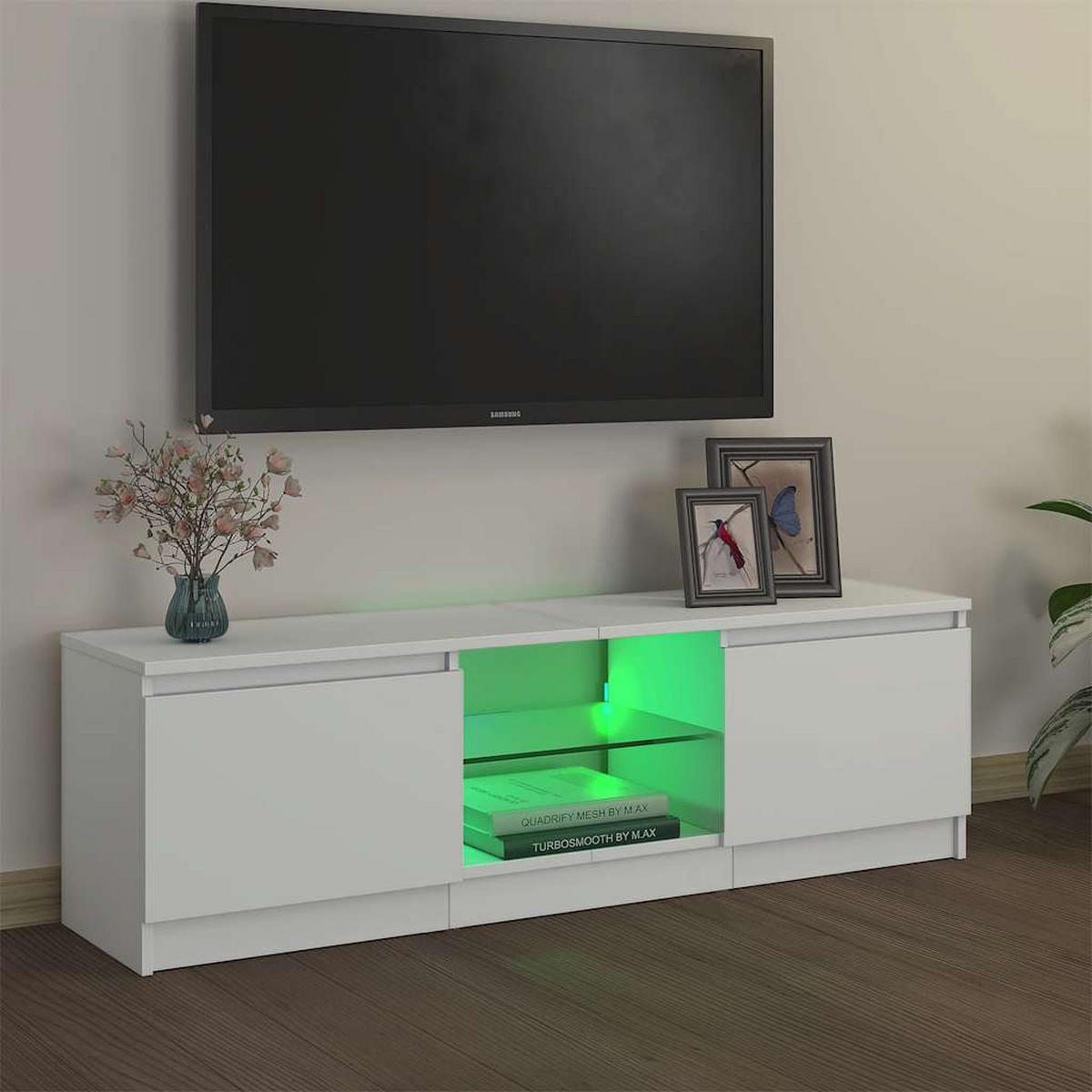 TV-SCHRANK Mit Led-Leuchten Weiss 120/30/36 Cm - Weiß, Holzwerkstoff (30/36/120cm) - vidaXL