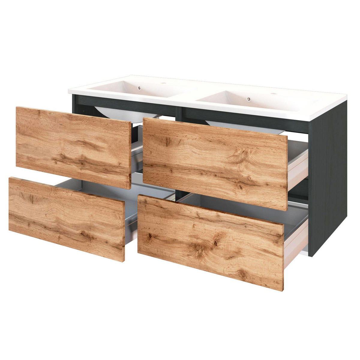BADMÖBEL-SET 5-TLG. Lourosa-03 - Braun/Grau, Holzwerkstoff (240/200/47cm) - Lomado