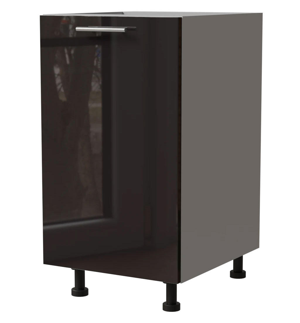 Feldmann-Wohnen Küchenunterschrank Schwarz Hochglanz, Grau 45x82x50 cm