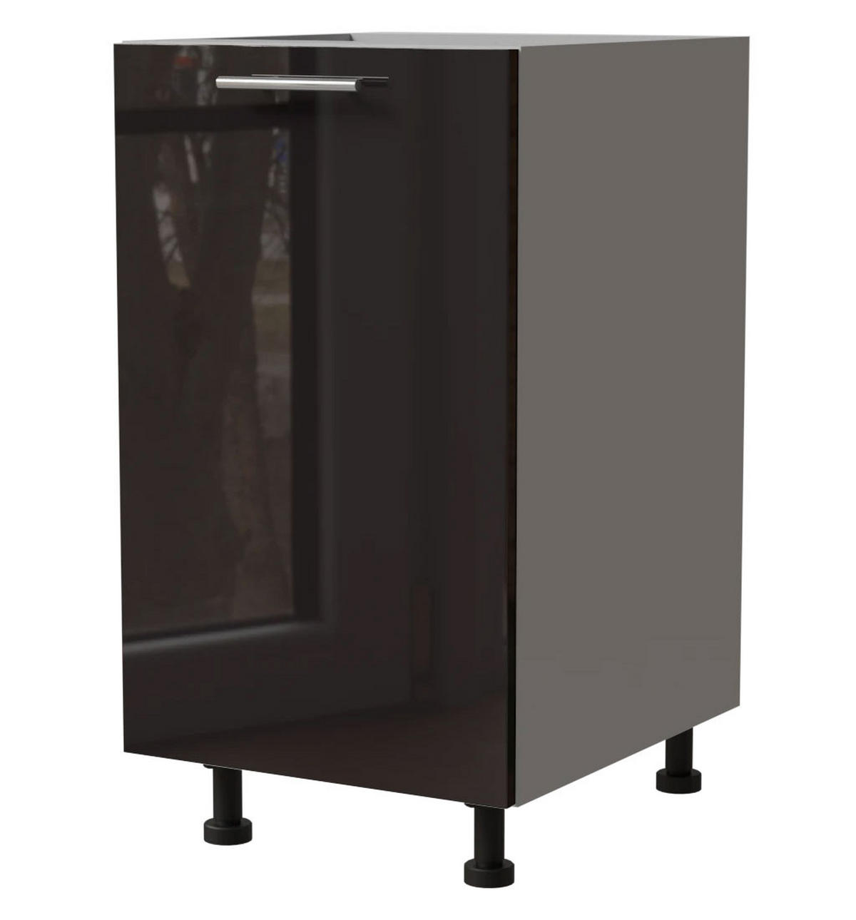 KÜCHENUNTERSCHRANK Essen D1D/45 Schwarz Hochglanz / Grau Matt 45 / 50 / 82cm - Schwarz Hochglanz/Schwarz, Holz/Holzwerkstoff (45/82/50cm) - Feldmann-Wohnen