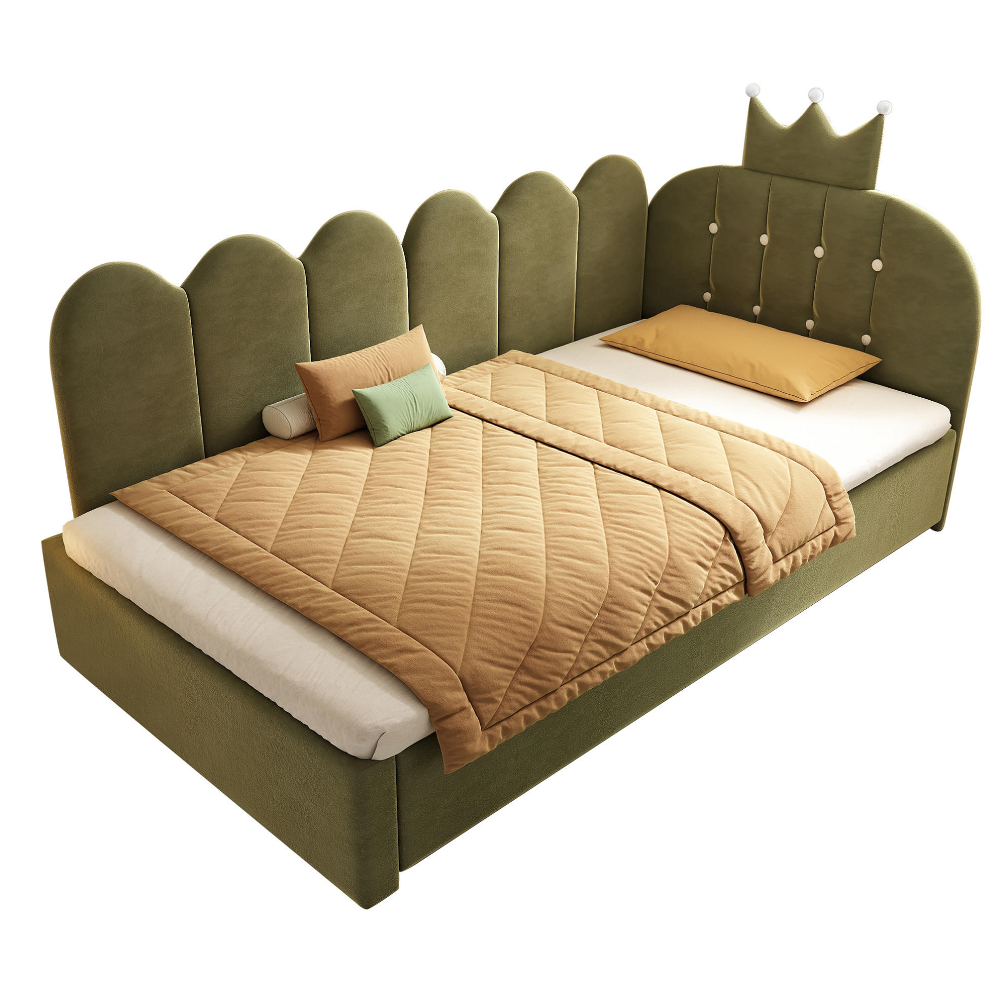 TAGESBETT 90/200 cm Grün aus Samt mit Ausziehbett - Grün, Textil (90/200cm) - OKMYHOME