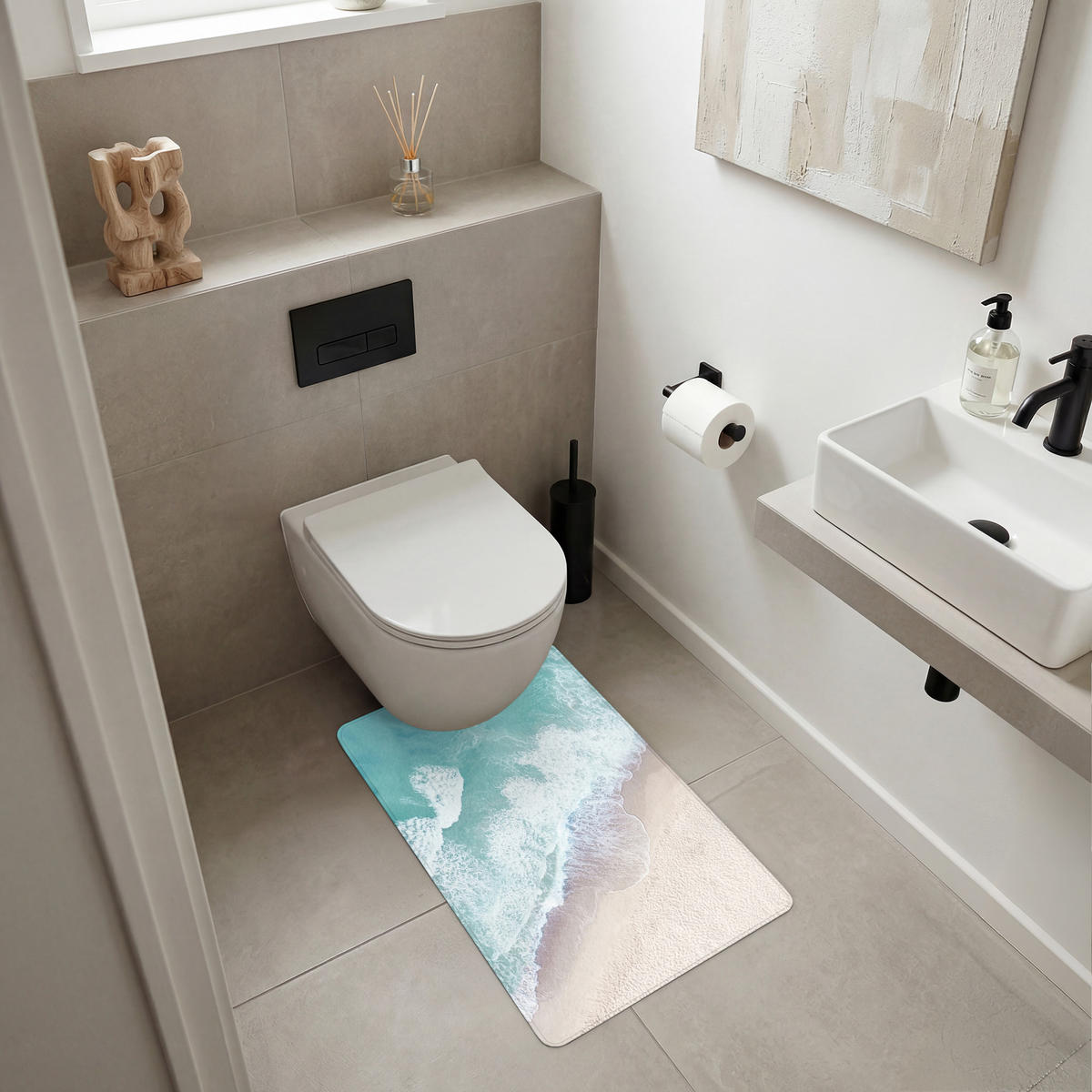 WC PŘEDLOŽKA Pláž - Moře - Příroda - Léto 50x80 cm - tyrkysová, textil/plast (50/1cm) - OnlyWow