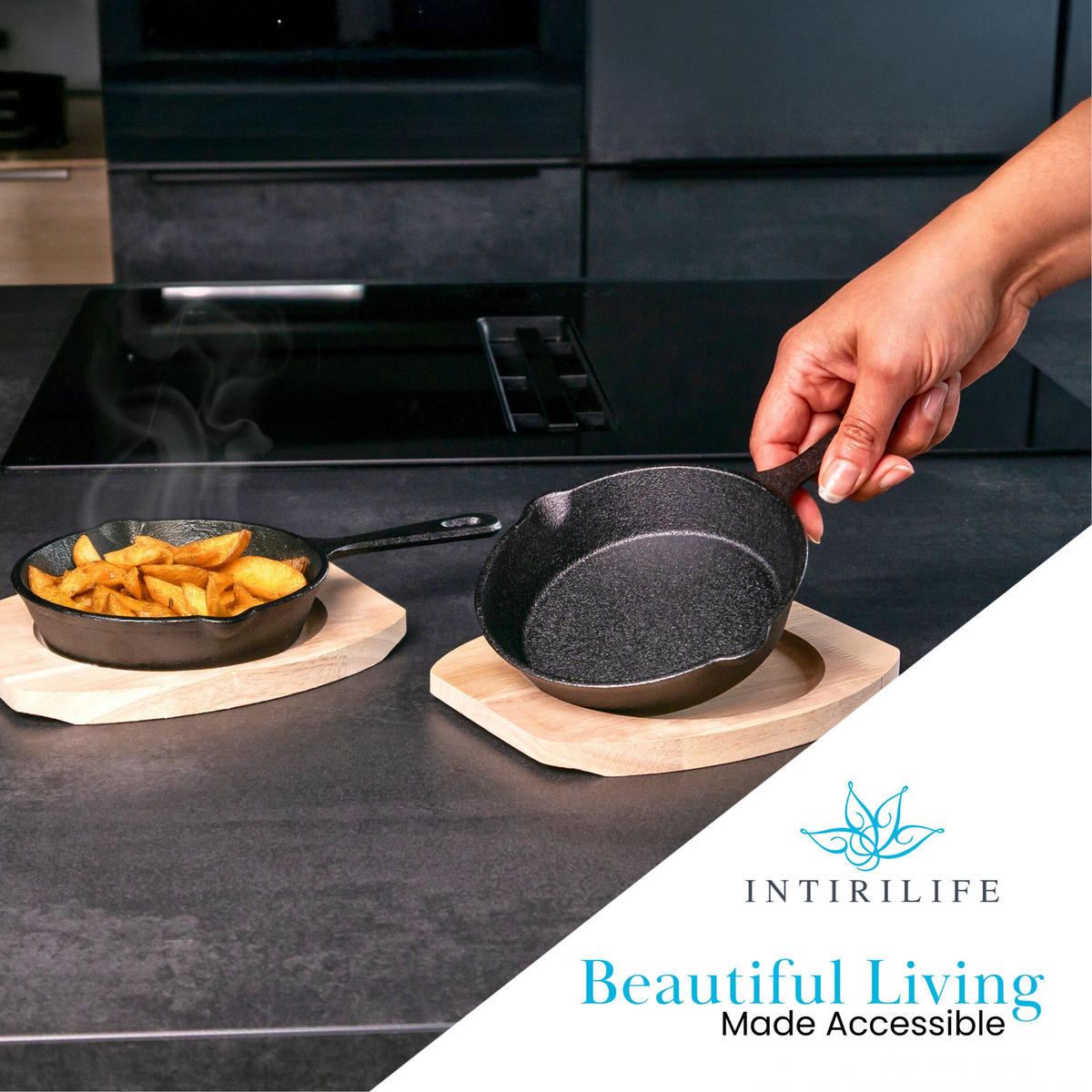 GUSSEISENPFANNE - Schwarz, Metall (13.5cm) - Intirilife