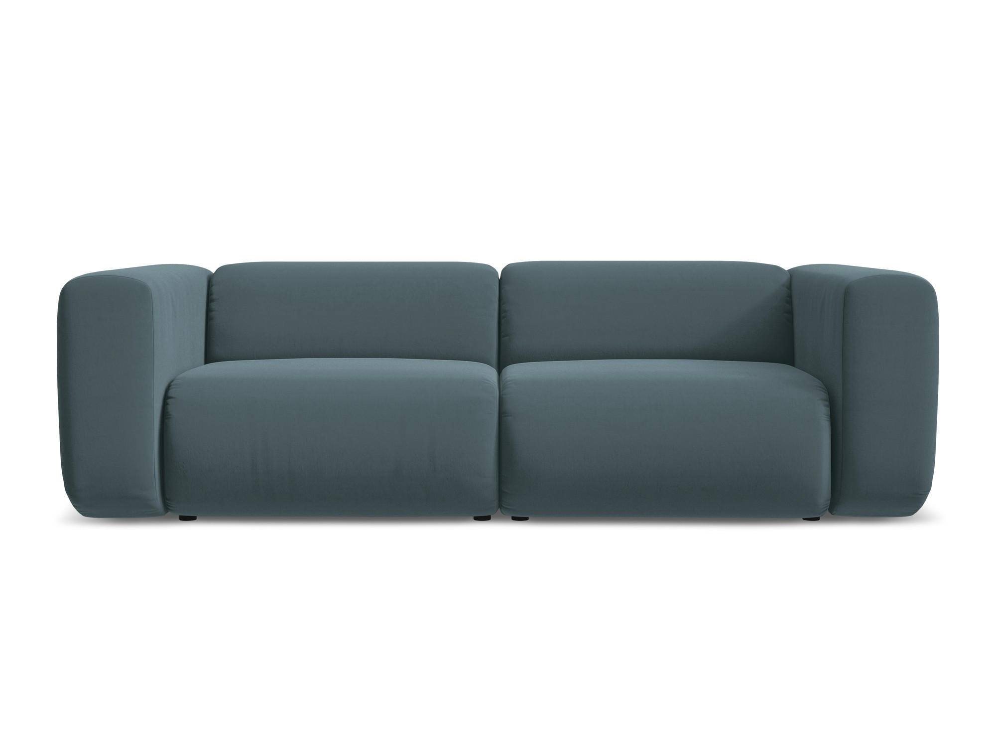 3-SITZER SOFA Samt Stoff Blau - Blau/Petrol, Kunststoff/Textil (228/70/89cm) - Makamii