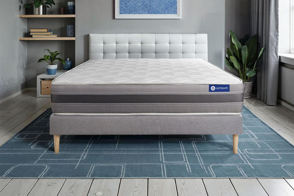 BETT Actimemo relax Memory-Schaum 180 x 220 cm h2 - Kit Bettgestell Grau - Beige/Grau, Karton/Holz (180/220cm) - ACTISOM
