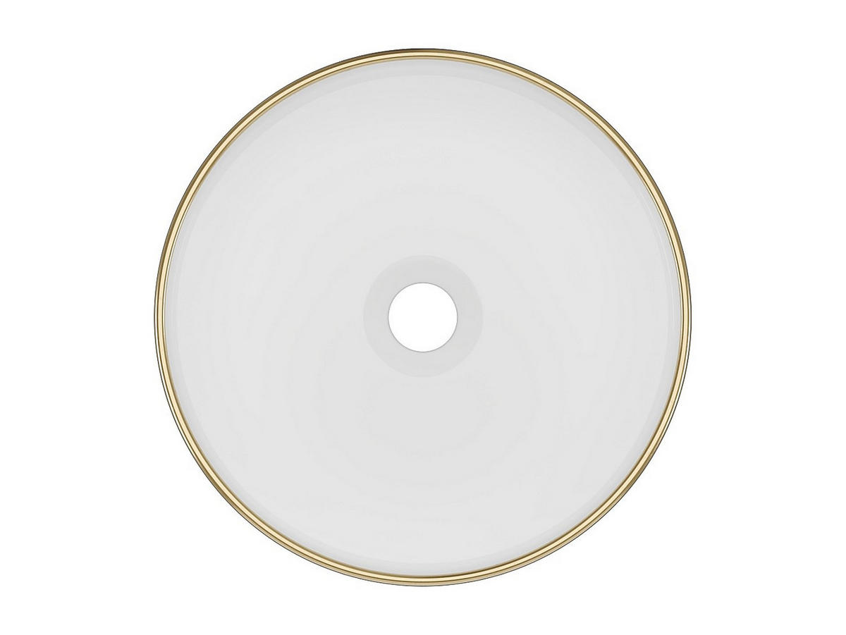 AUFSATZWASCHBECKEN rund - Keramik - Weiß mit goldfarbener Umrandung - 36 cm - LENISO II - Weiß, Keramik (36/12/36cm) - Vente-Unique