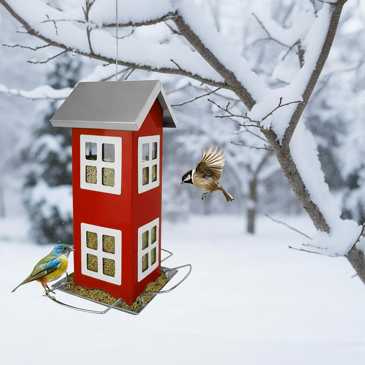 VOGELHAUS - Rot, Metall (12/26/12cm) - Relaxdays