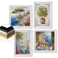 WANDBILDER 4er-Set - 50x50 cm & 40x60 cm Weißer Rahmen - Tisch aus Zitronenbaum - Weiß, Kunststoff (50/50cm) - ArtPrintCave