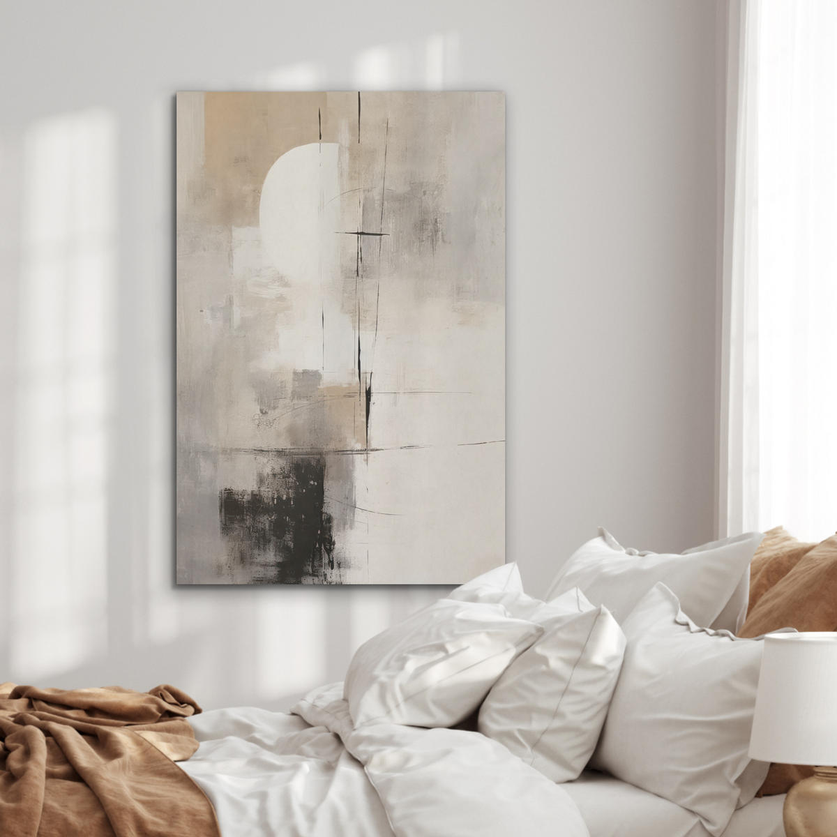 AKUSTIKPANEEL Abstrakt - Kunst - Grau 70x100 cm - Hellgrau, Textil (70/0.9/100cm) - MuchoWow