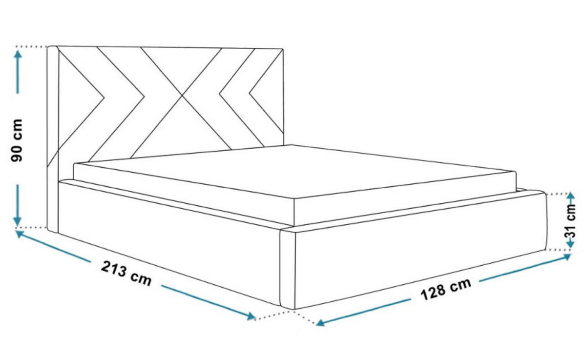 BETT Grau OLDO 1 Gepolstert Hydrophobes Gewebe 120x200 cm - Schwarz/Grau, Textil (120/200cm) - Sepro Meble