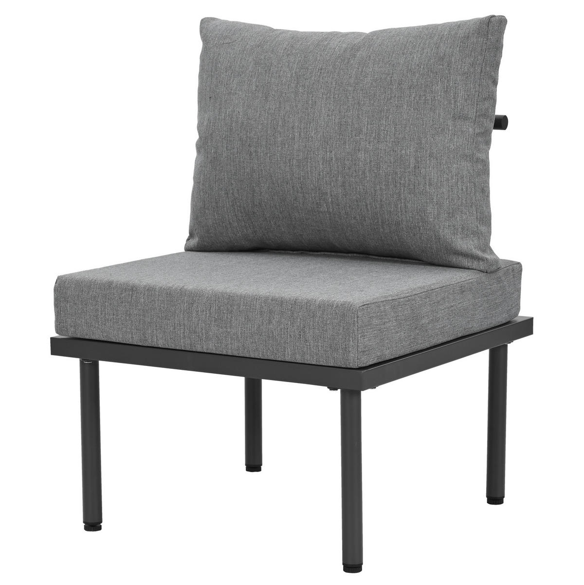ZAHRADNÍ lounge set šedý z olefinu s pozinkovaným železem a skleněnou deskou - šedá, kov - OKWISH