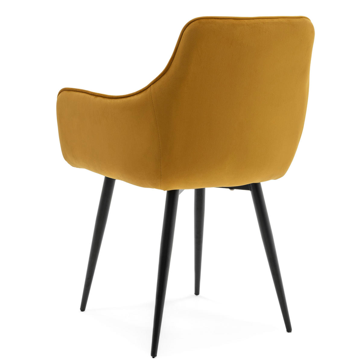 STUHL QUATTRO gepolstert mit Steppung - curry - Samt Velours - Currygelb/Schwarz, Textil/Metall (58/88/58cm) - NEW HOME
