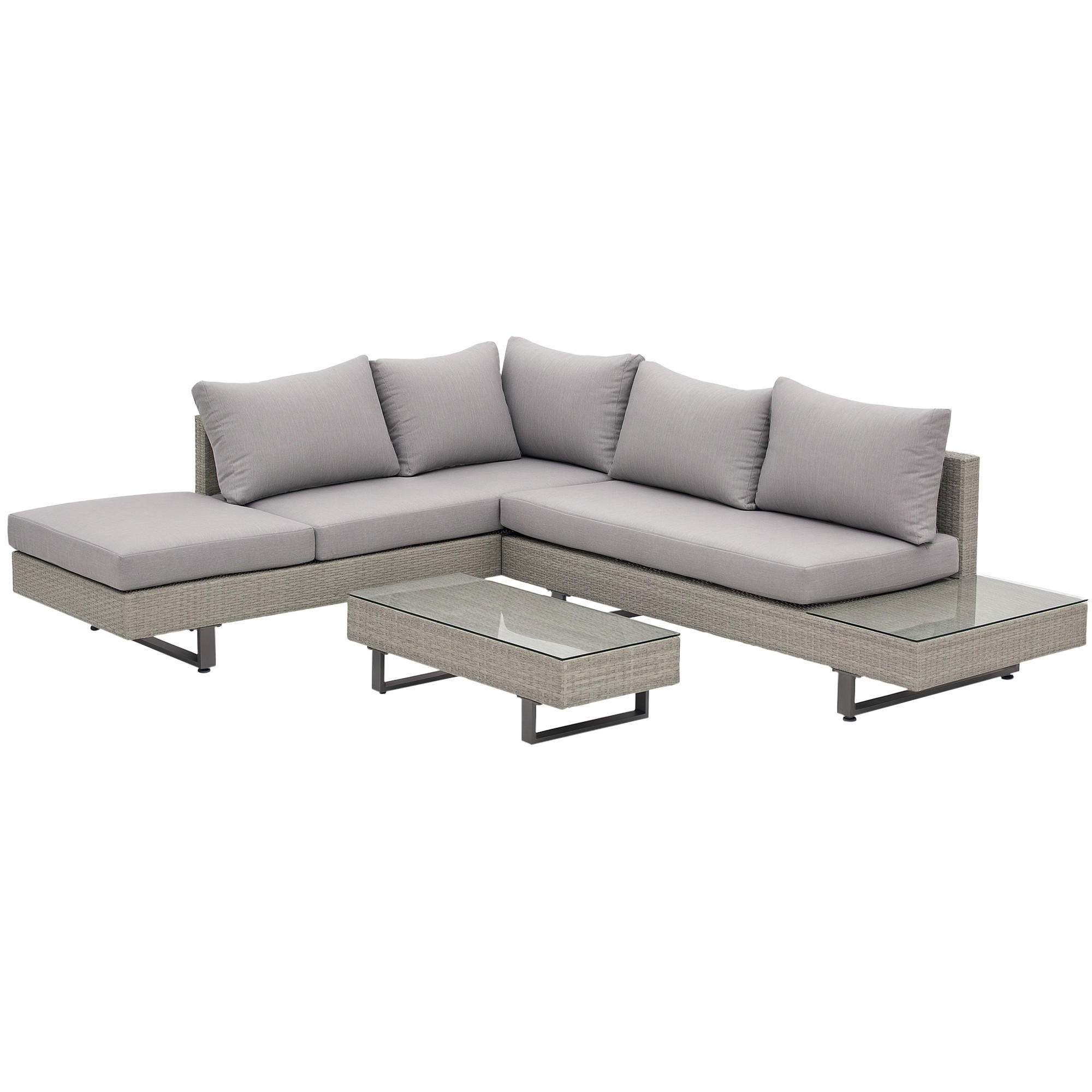 GARTENLOUNGE DE-13723 5‑Sitzer mit Glastisch Grau - Grau, Kunststoff/Metall - ComfortXL
