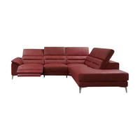 ECKSOFA Tucano Echtleder mit 1 x Relaxfunktion Rot - Rot, Leder/Metall (258/232cm)
