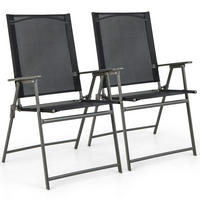 TERRASSENSTUHL Schwarz (2er-Set) - Schwarz, Metall (58/69/62cm) - COSTWAY