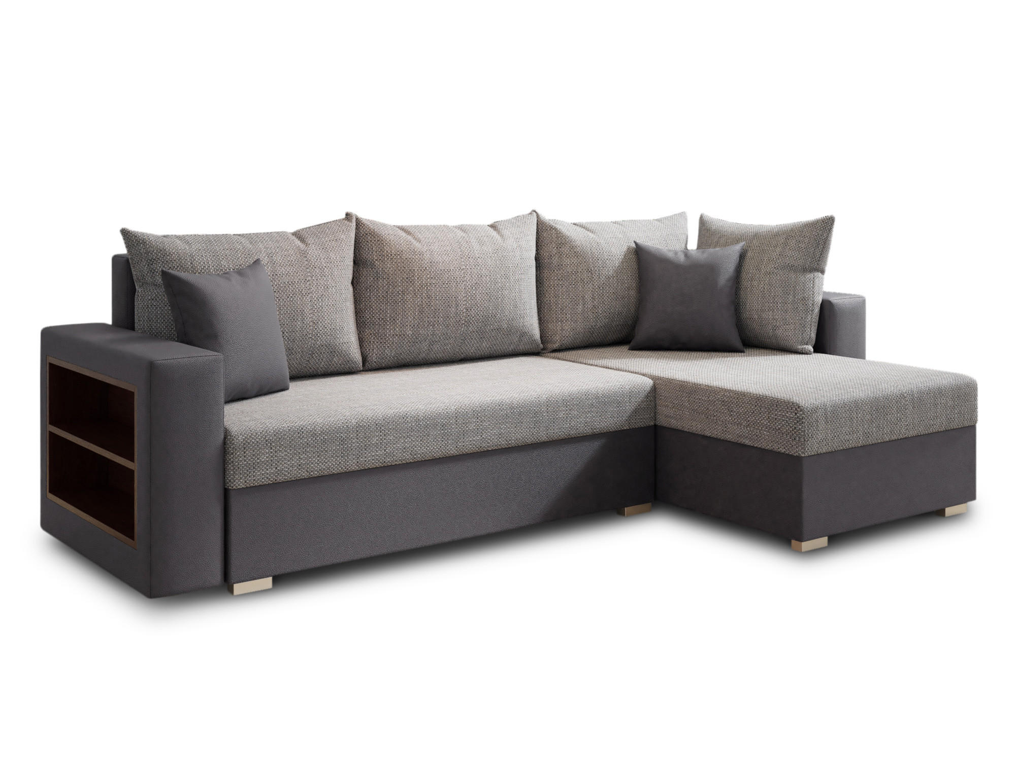 ECKSOFA Lord, Seite: Rechts - Grau, Holz/Textil (238/141cm) - Sofnet