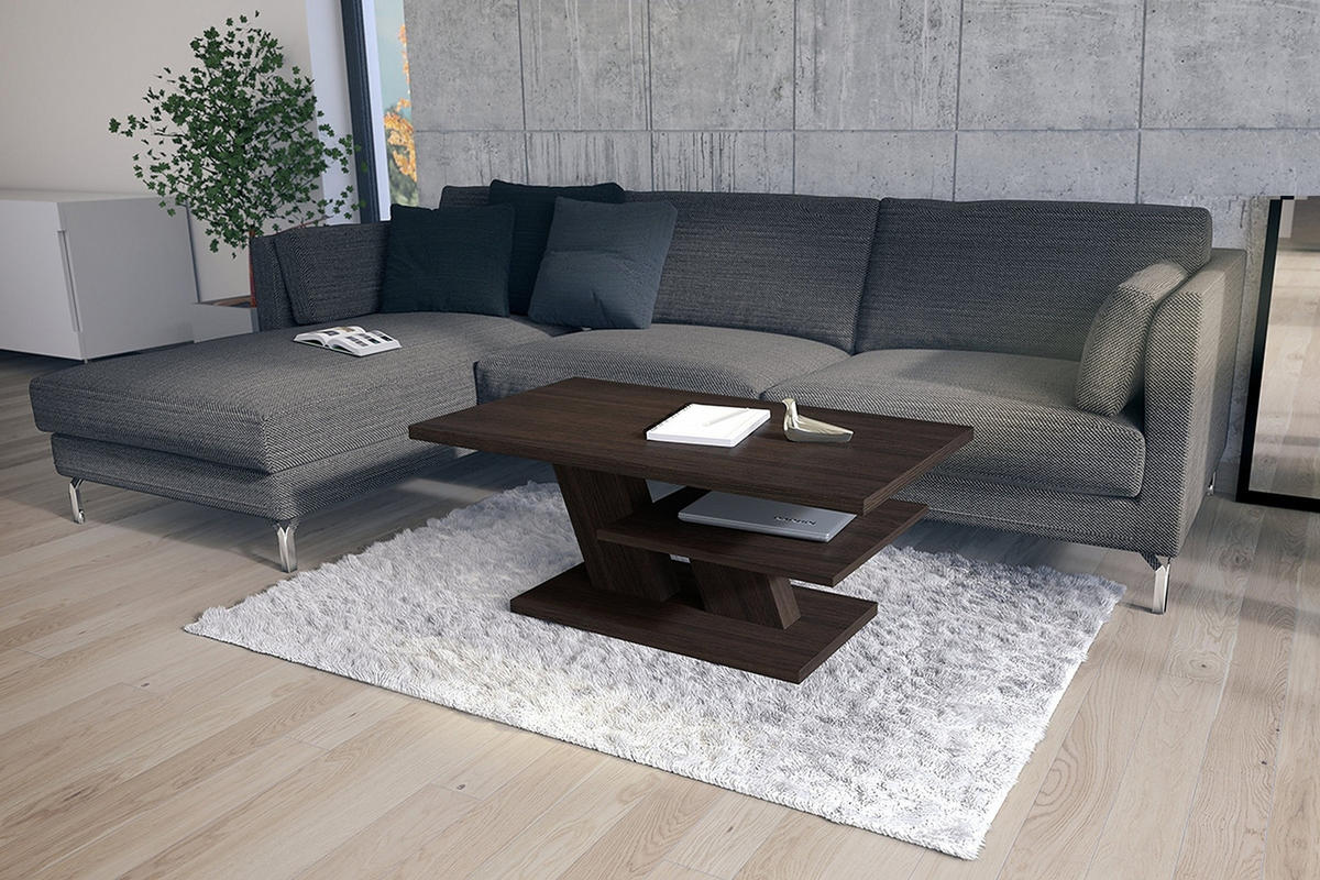 COUCHTISCH rechteckig Walnuss Wenge mit Ablage - Walnussfarben, Holzwerkstoff (60/110/45cm) - designimpex