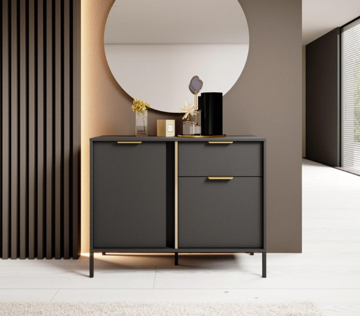 SIDEBOARD Anthrazit LARYSA D - Graphitfarben, Holzwerkstoff (103.3/81.4/39.5cm) - Sepro Meble